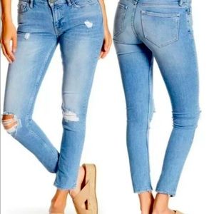 BRAND NEW ALL SAINTS MAST CROPPED MID RISE IBDIGO BLUE 26 DISTRESSED JEANS W TAG